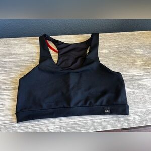 OWFit Women's Black Sports Bra with Red Accents